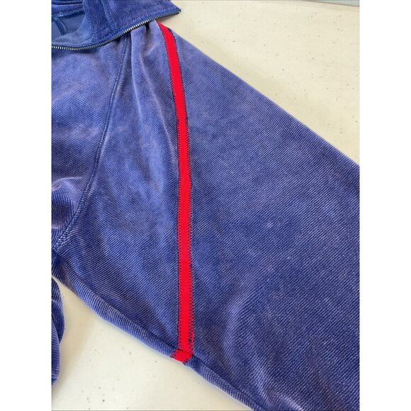 Free People Movement Sweatshirt Velour Cropped Oversized 1/2 zip boxy Blue sz LG - Picture 5 of 11